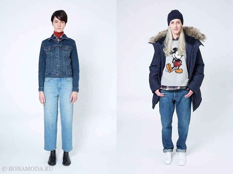 Лукбук женской коллекции Uniqlo осень-зима 2017-2018 - джинсы и куртка парка