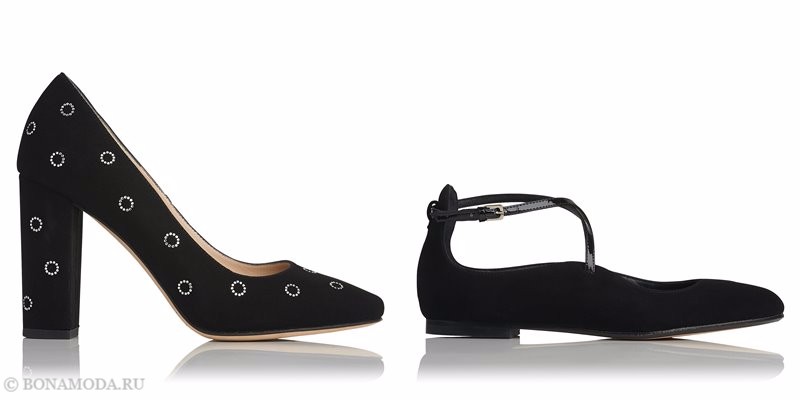 Замшевые туфли коллекции L.K. Bennett лето-2017 - черные лодочки на каблуке и плоские