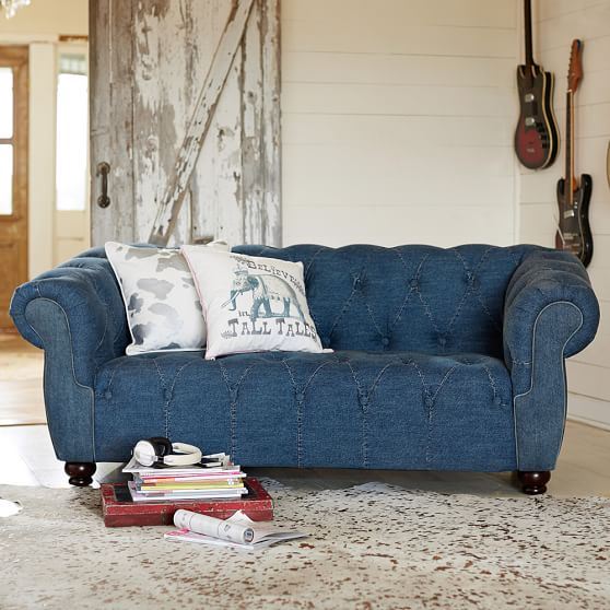 Джинсовый диван - стиль барокко с пуговицами