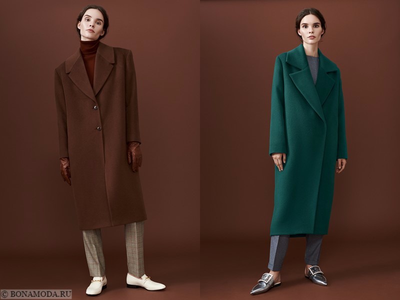 Лукбук коллекции osome2some осень-зима 2017-2018 - коричневое и зеленое пальто оверсайз
