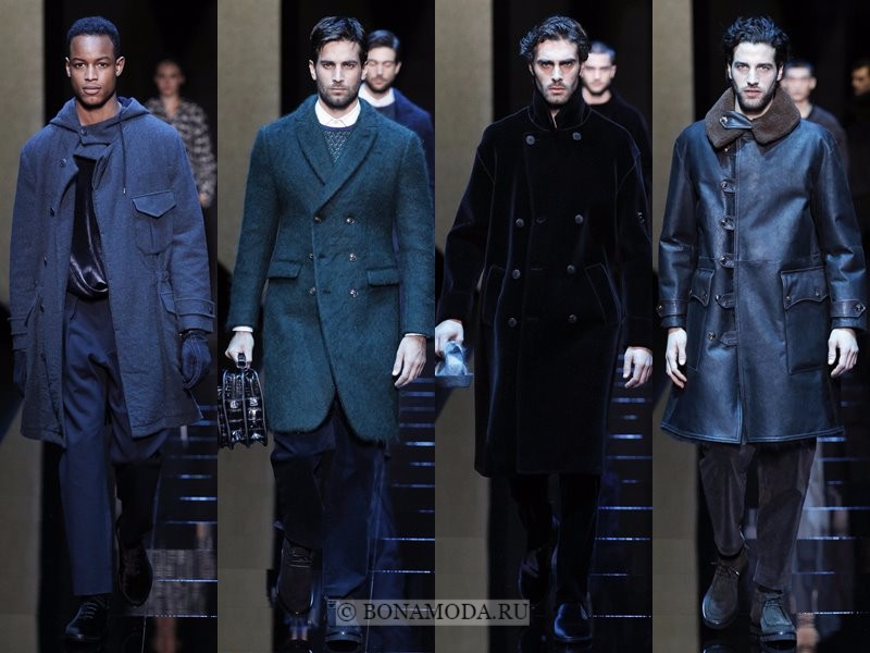 Мужские пальто осень-зима 2017-2018 - Giorgio Armani - тёмно-синие 