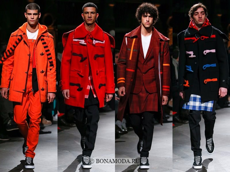 Мужские пальто осень-зима 2017-2018 - Givenchy - яркие красные и оранжевые даффлкоты