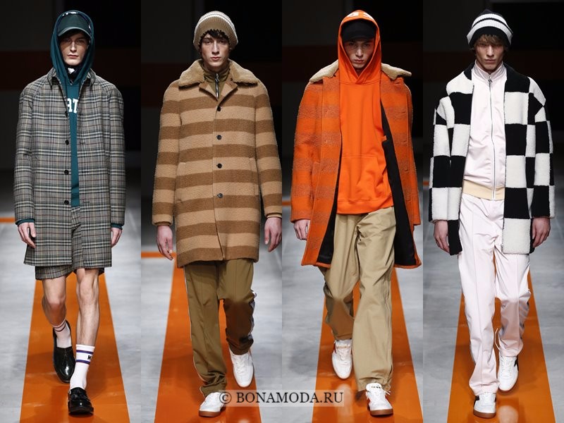 Мужские пальто осень-зима 2017-2018 - MSGM - клетчатые, бежевое, серое, оранжевое и черно-белое