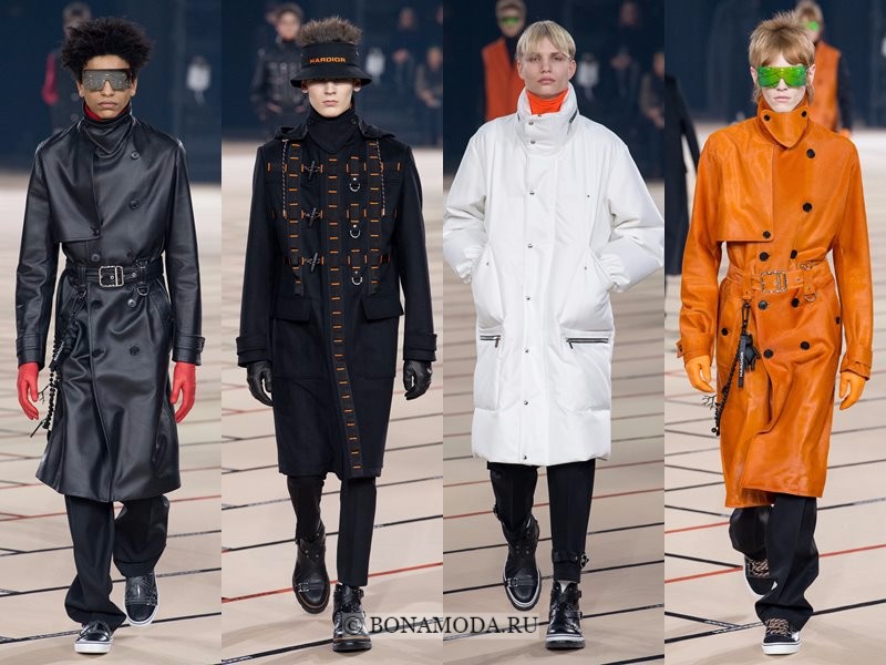 Мужские пальто осень-зима 2017-2018 - Dior Homme - черное, белое и оранжевое