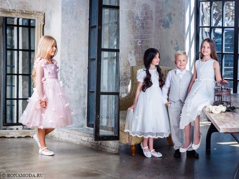 Детская коллекция Choupette осень-зима 2017-2018 - праздничные розовые и белые платья 