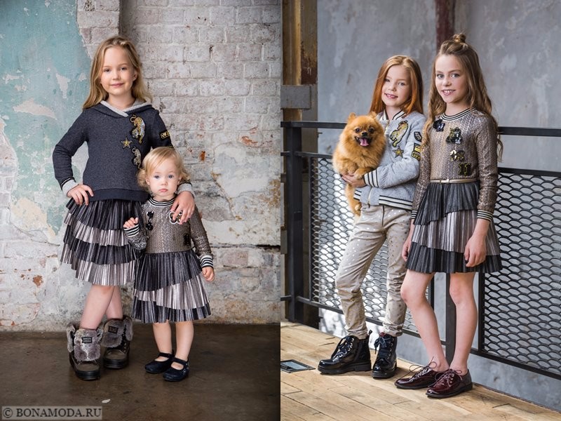 Детская коллекция Choupette осень-зима 2017-2018 - серые комплекты с плиссированными юбками 