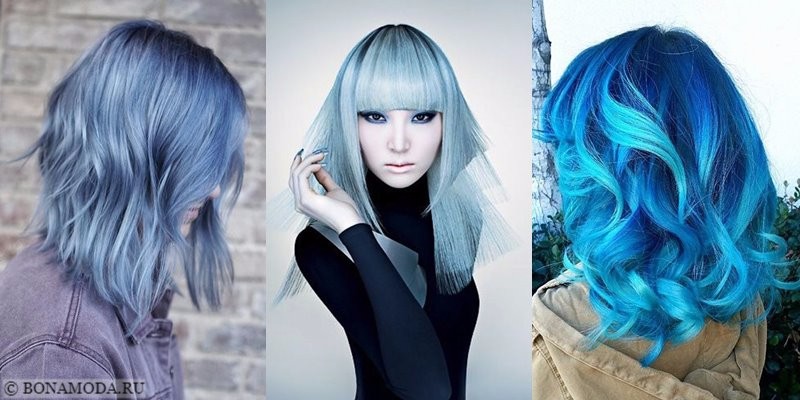 Голубые волосы - фото девушек