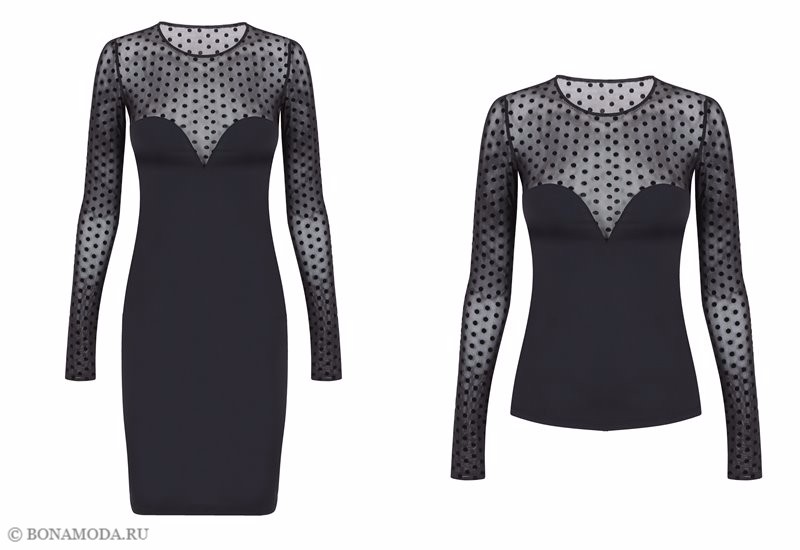 Капсульная коллекция Women’secret осень-зима 2017 - чёрное платье и блуза с длинными рукавами