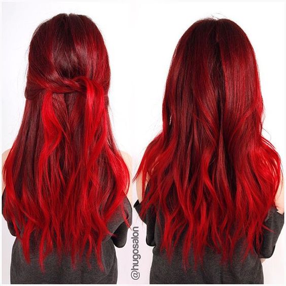 Красные волосы - яркий огненный для длинных легких локонов