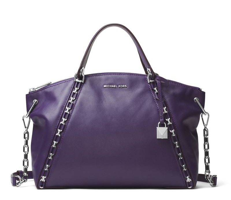 Сумка MICHAEL Michael Kors Sadie Bag - кожаная фиолетовая с металлической фурнитурой