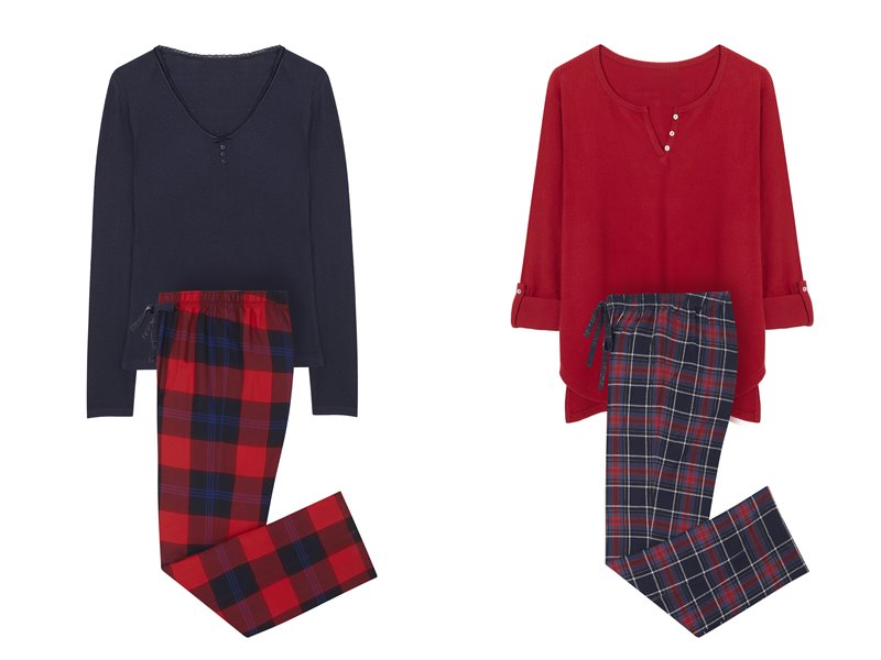 Women’secret - пижама - домашняя одежда - красный и синий лонгслив и красно-синие штаны в клетку
