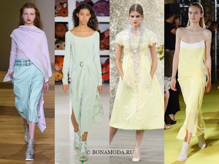 Весна-лето 2018: тенденции женской моды в одежде - пастельные оттенки - желтый, мятный, лиловый