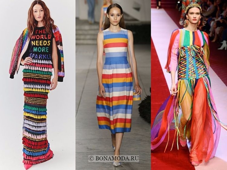 Весна-лето 2018: тенденции женской моды в одежде - разноцветная полоска для платьев