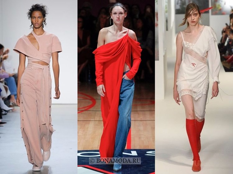 Весна-лето 2018: тенденции женской моды в одежде - асимметрия топов и платьев