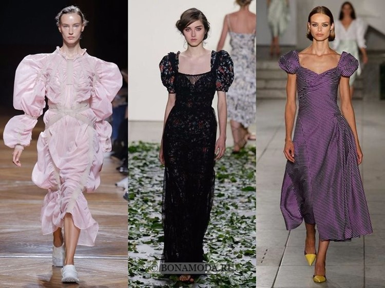 Весна-лето 2018: тенденции женской моды в одежде - вечерние платья с рукавами-фонариками 