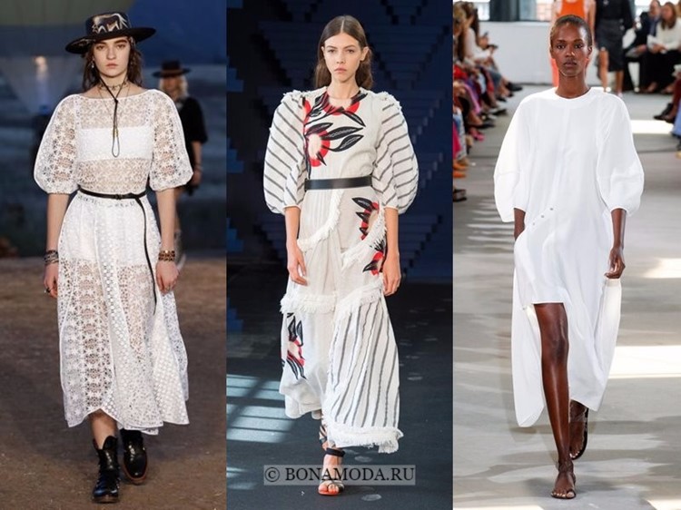 Весна-лето 2018: тенденции женской моды в одежде - белые платья с объёмными рукавами