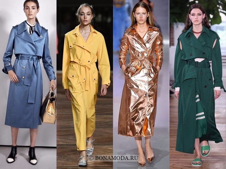 Весна-лето 2018: тенденции женской моды в одежде - стильные цветные тренчкоты 