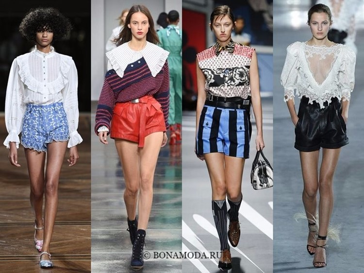 Весна-лето 2018: тенденции женской моды в одежде - стильные шорты с блузками 