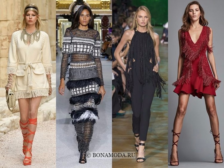 Весна-лето 2018: тенденции женской моды в одежде - платья с топы с длинной бахромой