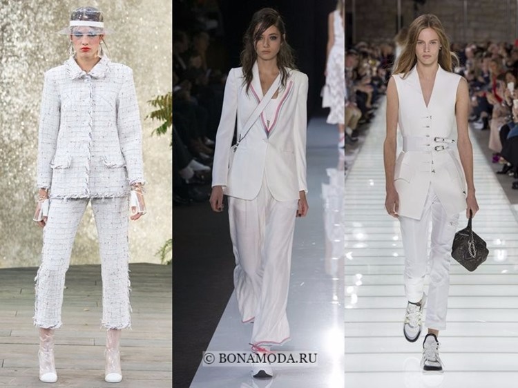 Весна-лето 2018: тенденции женской моды в одежде - белые костюмы с брюками