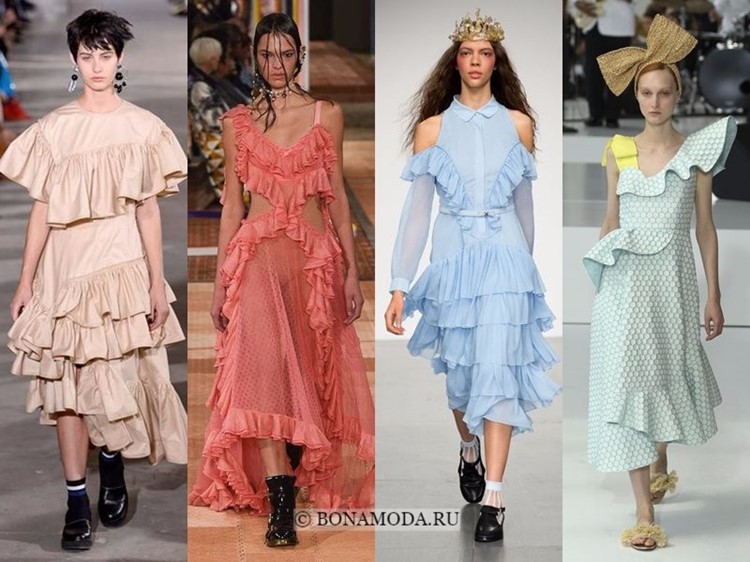 Весна-лето 2018: тенденции женской моды в одежде - платья с объемными воланами