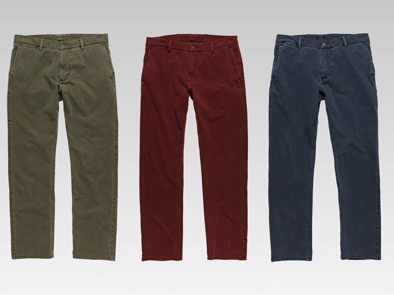Коллекция мужской одежды Dockers осень-зима 2017-2018 - джинсы хаки, красные и тёмно-синие