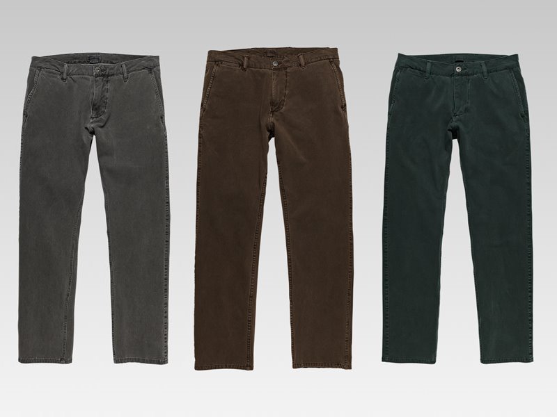 Коллекция мужской одежды Dockers осень-зима 2017-2018 - джинсы серые, коричневые и зеленые 
