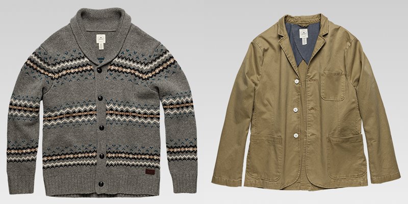 Коллекция мужской одежды Dockers осень-зима 2017-2018 - трикотажный кардиган и куртка-блейзер хаки
