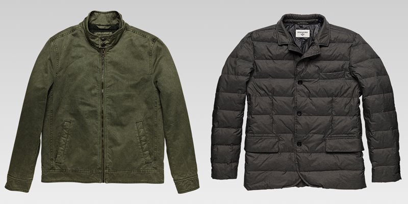 Коллекция мужской одежды Dockers осень-зима 2017-2018 - куртка-бомбер хаки и пуховик