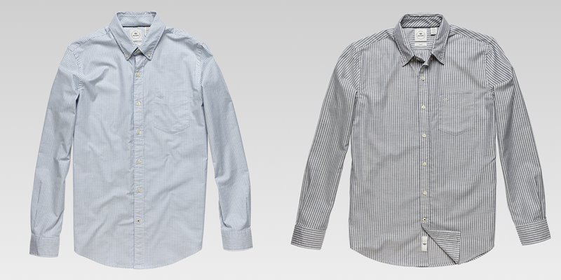 Коллекция мужской одежды Dockers осень-зима 2017-2018 - рубашка серо-голубая и серая в тонкую полоску 