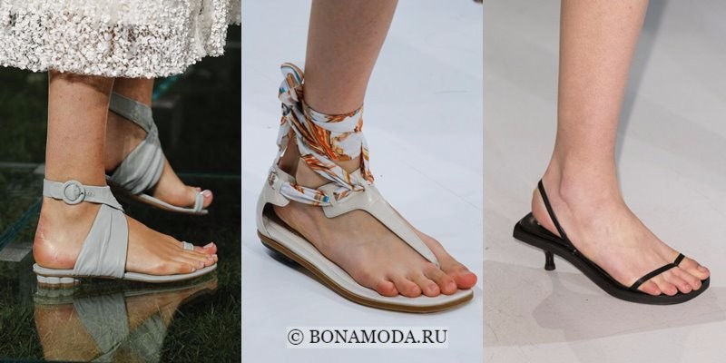Модная женская обувь весна-лето 2018 - плоские открытые сандалии-вьетнамки