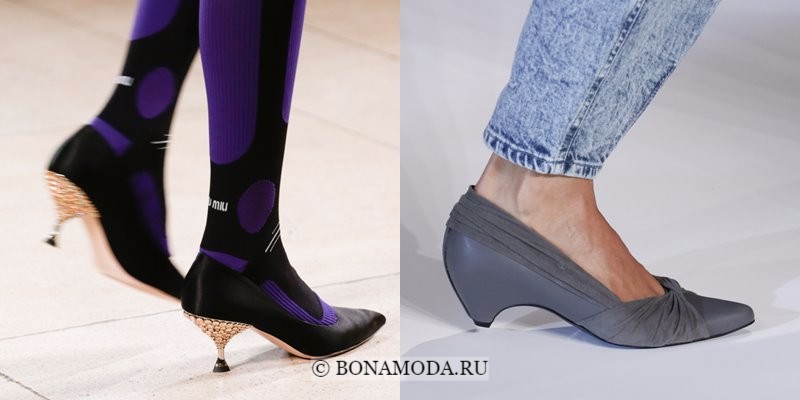 Модная женская обувь весна-лето 2018 - туфли с низким коническим каблуком