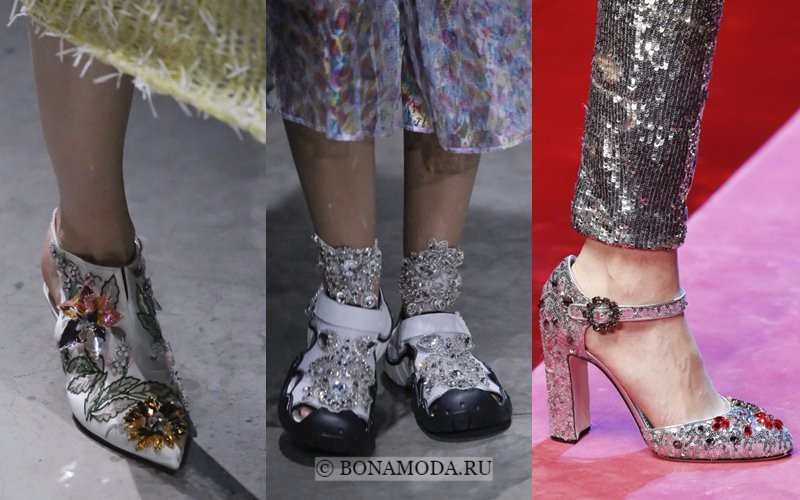 Модная женская обувь весна-лето 2018 - прозрачные стразы и цветные кристаллы