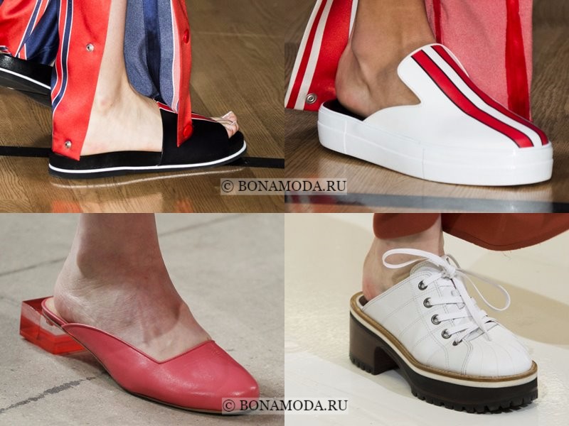 Модная женская обувь весна-лето 2018 - шлепанцы-мюли с открытой пяткой