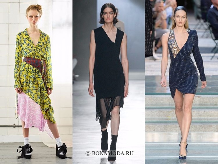Модные платья весна-лето 2018: тенденции - асимметричный вырез лифа и юбка