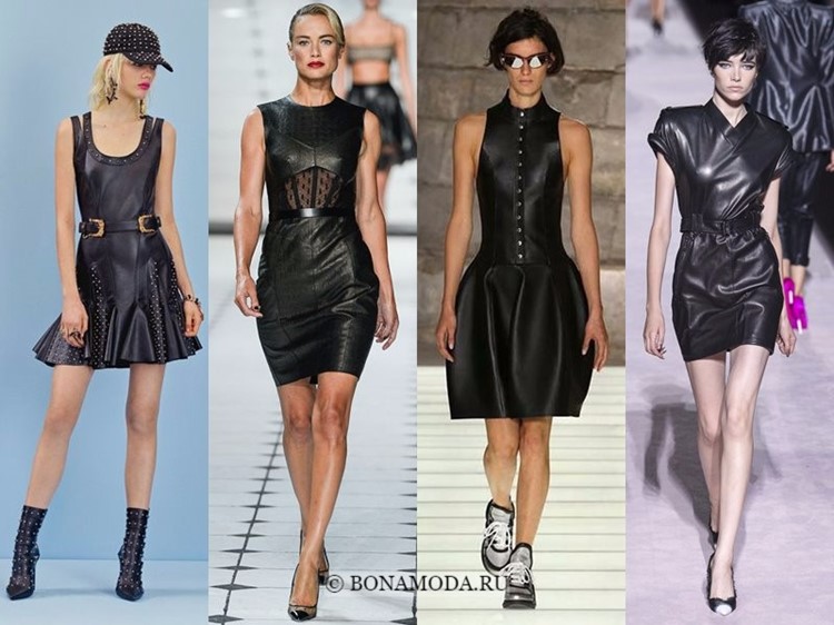 Модные платья весна-лето 2018: тенденции - чёрная эко-кожа и длина выше колена