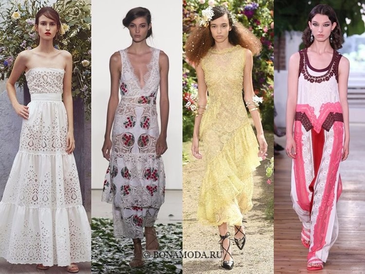 Модные платья весна-лето 2018: тенденции - длинные кружевные без рукавов