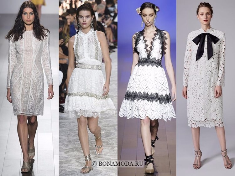 Модные платья весна-лето 2018: тенденции - серебристые и черно-белые кружевные 