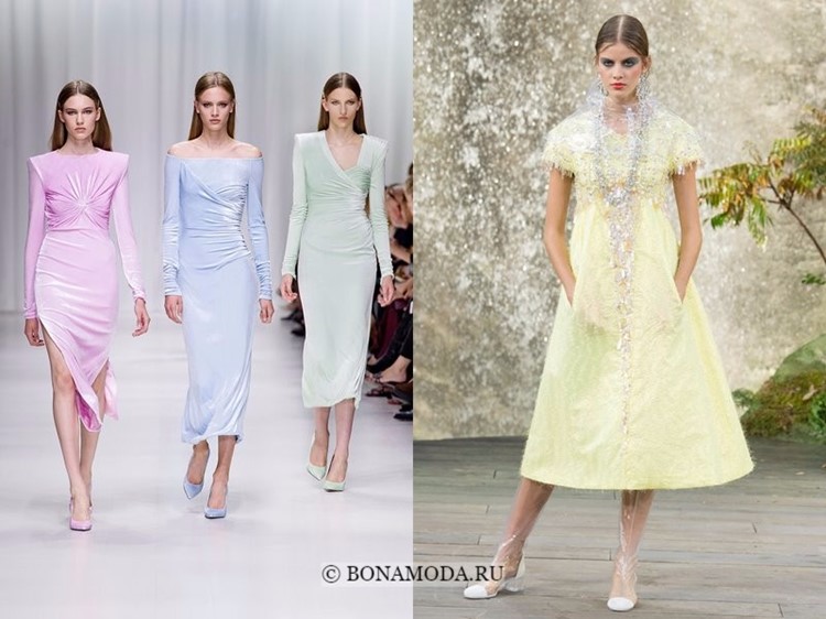 Модные платья весна-лето 2018: тенденции - пастельные розовые, голубые, зеленые, желтые