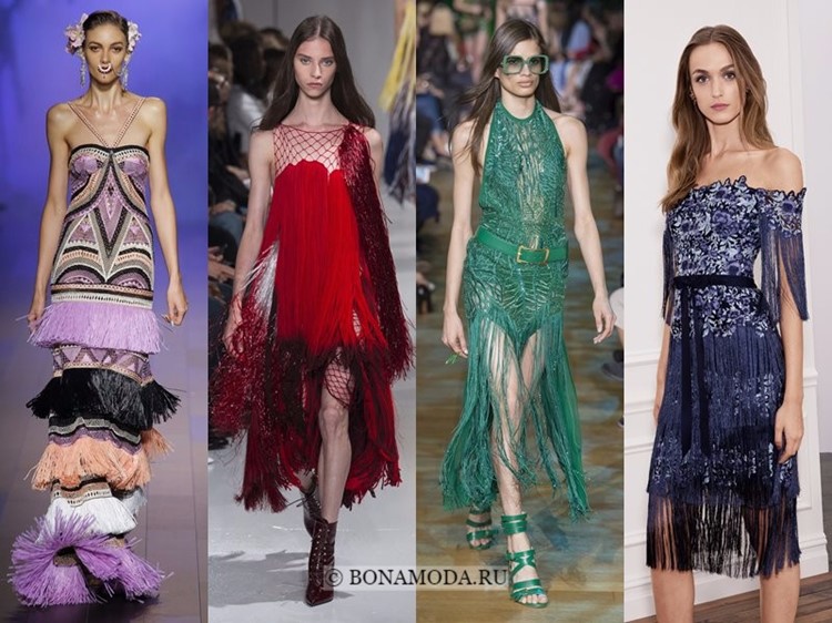 Модные платья весна-лето 2018: тенденции - цветные длинные с бахромой