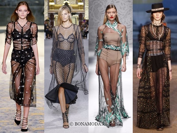 Модные платья весна-лето 2018: тенденции - длинные чёрные просвечивающиеся 