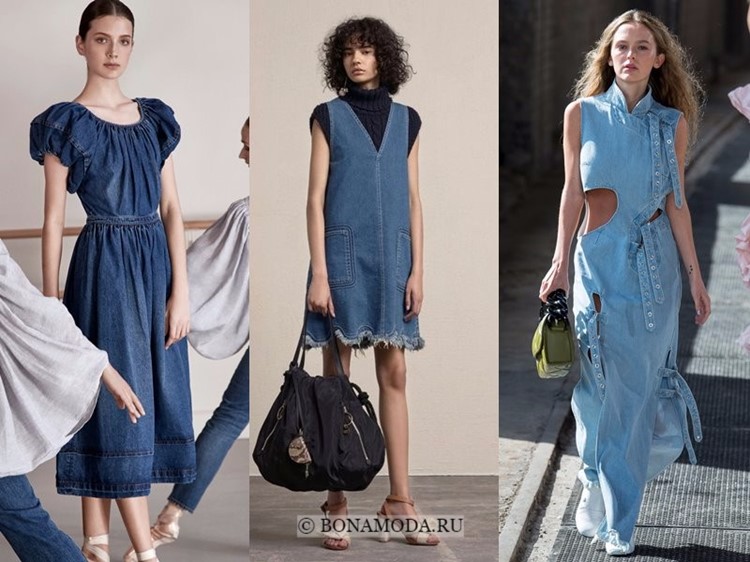 Модные платья весна-лето 2018: тенденции - повседневные джинсовые голубого и синего цвета
