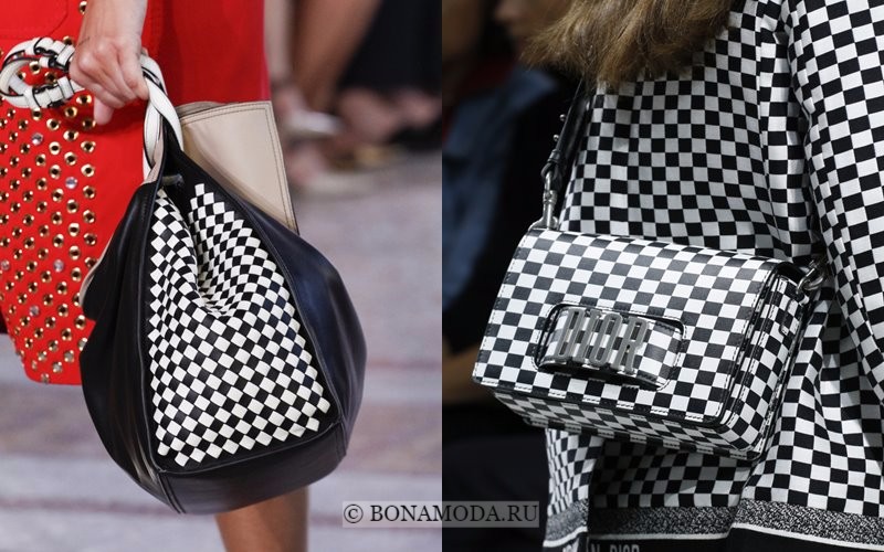 Модные женские сумки весна-лето 2018 - чёрно-белые в шахматную клетку