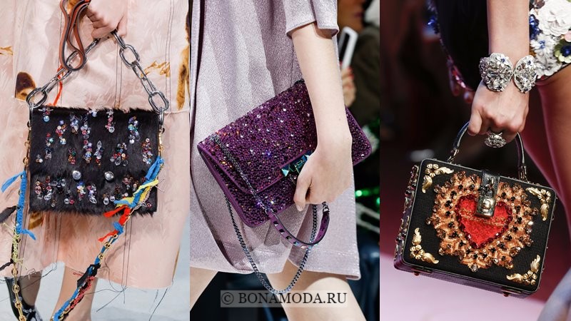 Модные женские сумки весна-лето 2018 - разноцветные стразы и кристалы 