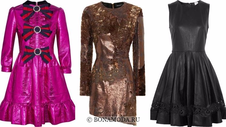 Модные коктейльные платья 2018 - приталенные кожаные