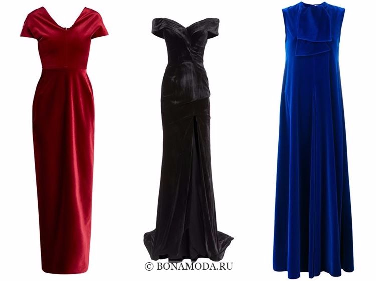 Модные вечерние платья 2018 - красное, черное и синее из бархата