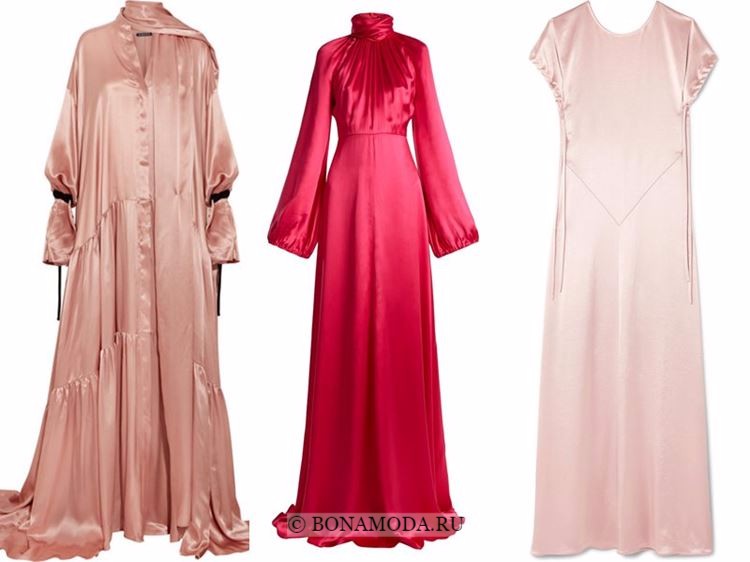 Модные вечерние платья 2018 - шелковые блестящие 