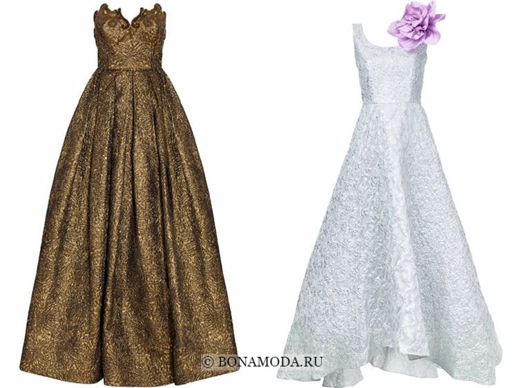 Модные вечерние платья 2018 - золотые и серебристые приталенные платья принцесса