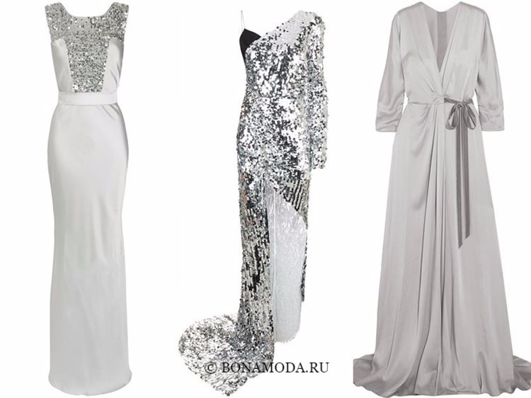 Модные вечерние платья 2018 - блестящие серебряные