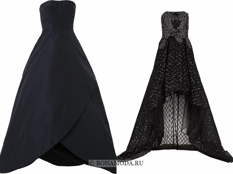 Модные вечерние платья 2018 - черные приталенные платья бюстье хай лоу